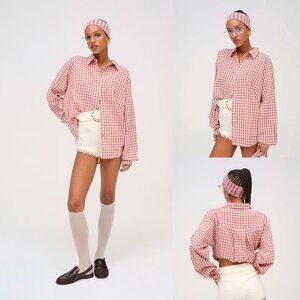 New! For Love & Lemons Georgia Gingham Shirt Size Small 47789
